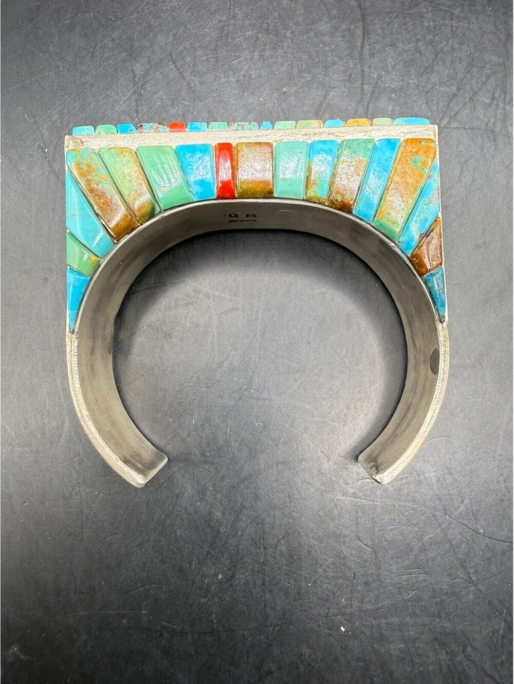 Wilson Dawes Navajo Turquoise Cobblestone Sterling Silver Cuff WD 88 grams - Picture 9 of 10